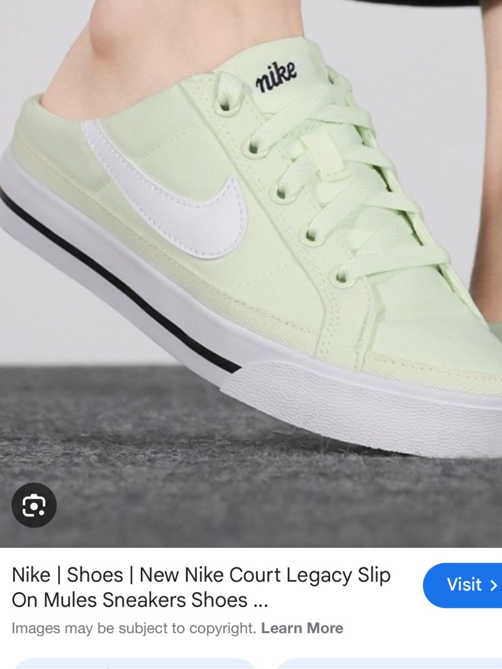 NWOB Nike Women’s Court Legacy Mules in Lime Ice- Low-Top Sneakers - Picture 3 of 10